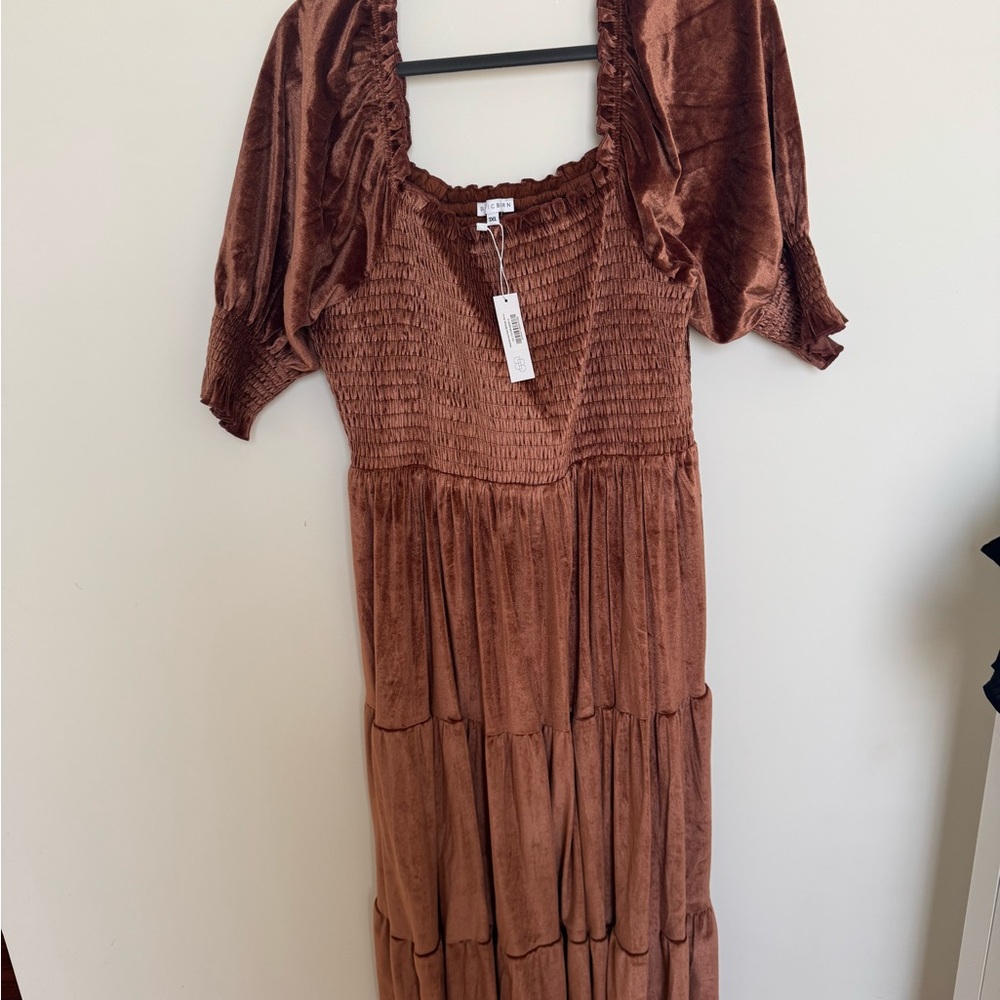 Baltic Born Midi NEW Brown Smocked Dress